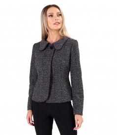 Elegant jacket made of multicolored loops with viscose and metallic thread