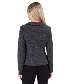 Elegant jacket made of multicolored loops with viscose and metallic thread