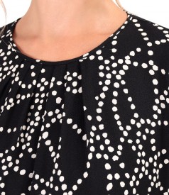 Viscose blouse with pleats at the neckline