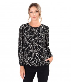 Viscose blouse with pleats at the neckline