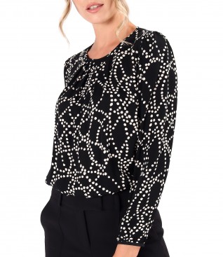 Viscose blouse with pleats at the neckline