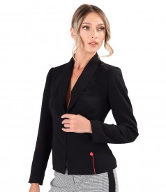Elegant jacket made of elastic viscose fabric with a red metallic heart at the waist
