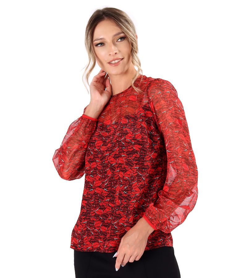 Digitally printed natural silk blouse