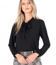 Blouse with long sleeves and scarf collar