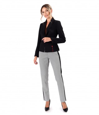 Jacket with ankle pants with contrast stripe