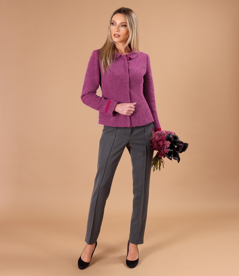 Elegant outfit with wool and alpaca jacket and ankle pants