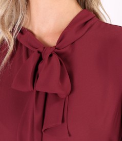Blouse with long sleeves and scarf collar