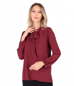 Blouse with long sleeves and scarf collar