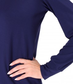 Elegant elastic jersey blouse with white collar