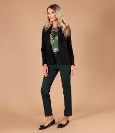 Ankle pants made of textured fabric with viscose