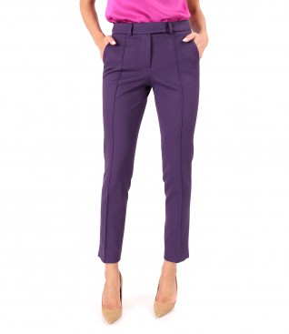 Ankle pants made of textured fabric with viscose