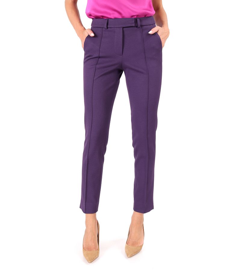 Ankle pants made of textured fabric with viscose