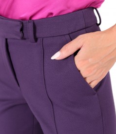 Ankle pants made of textured fabric with viscose