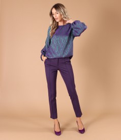 Ankle pants made of textured fabric with viscose