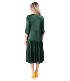 Elegant midi dress with ruffles in viscose satin