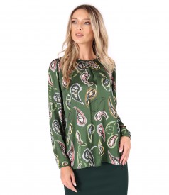 Satin blouse printed with paisley motifs