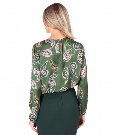 Satin blouse printed with paisley motifs