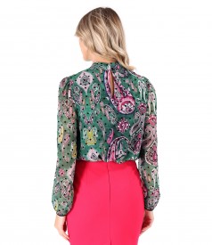 Printed veil blouse with paisley motifs