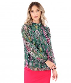 Printed veil blouse with paisley motifs