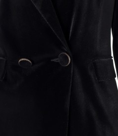 Elegant black elastic velvet jacket
