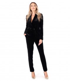 Elegant black elastic velvet jacket