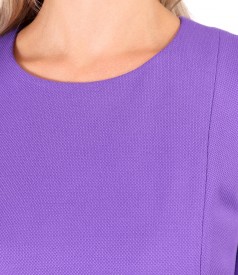 Flared office dress made of textured fabric with viscose