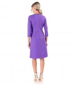 Flared office dress made of textured fabric with viscose
