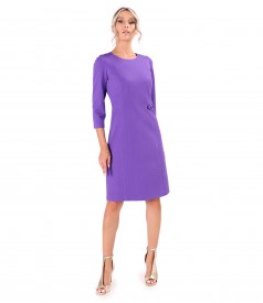 Flared office dress made of textured fabric with viscose