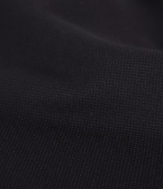 Flared office dress made of textured fabric with viscose
