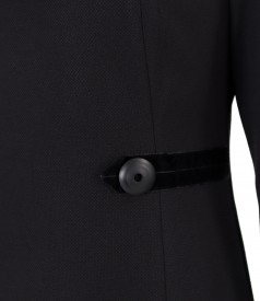 Flared office dress made of textured fabric with viscose