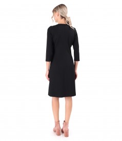 Flared office dress made of textured fabric with viscose