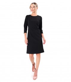 Flared office dress made of textured fabric with viscose