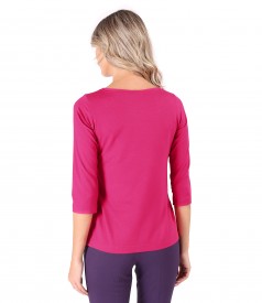 Elastic jersey blouse with 3/4 sleeves