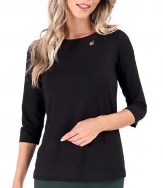 Elastic jersey blouse with 3/4 sleeves