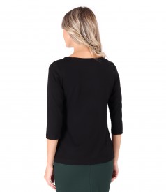 Elastic jersey blouse with 3/4 sleeves