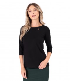 Elastic jersey blouse with 3/4 sleeves