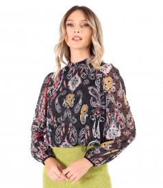 Veil blouse printed with paisley motifs