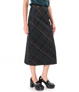 Flared plaid midi skirt