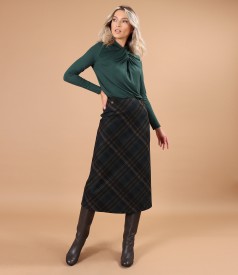 Flared plaid midi skirt