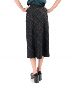 Flared plaid midi skirt