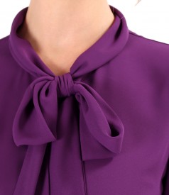 Blouse with long sleeves and scarf collar