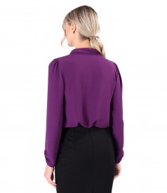 Blouse with long sleeves and scarf collar