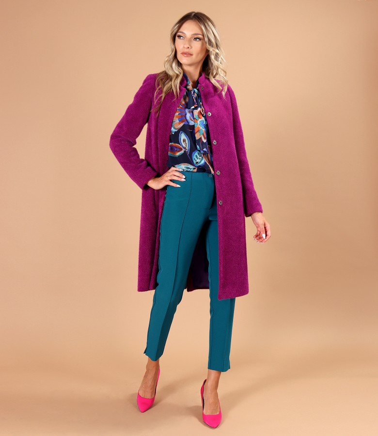 Elegant outfit with jacket made of curls and ankle pants