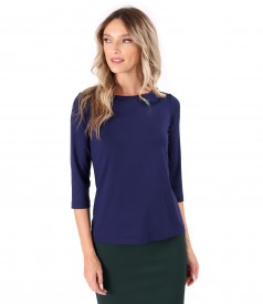 Elastic jersey blouse with 3/4 sleeves