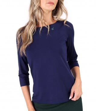 Elastic jersey blouse with 3/4 sleeves