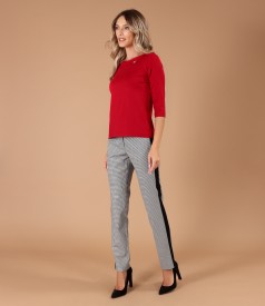 Elastic jersey blouse with 3/4 sleeves