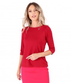 Elastic jersey blouse with 3/4 sleeves