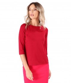 Elastic jersey blouse with 3/4 sleeves