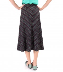 Flared checked midi dress