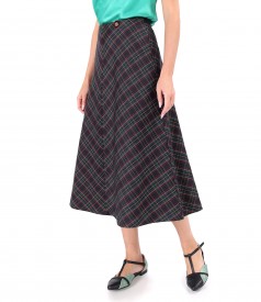 Flared checked midi dress